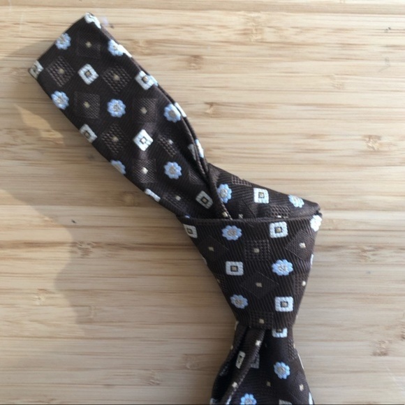 Altea Brown & Tan Silk Neck Tie - Picture 4 of 6